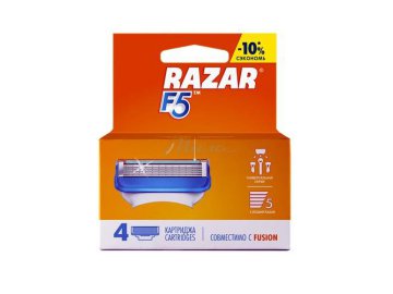 Кассеты сменные для безопасных бритв RAZAR F5, 4 шт
