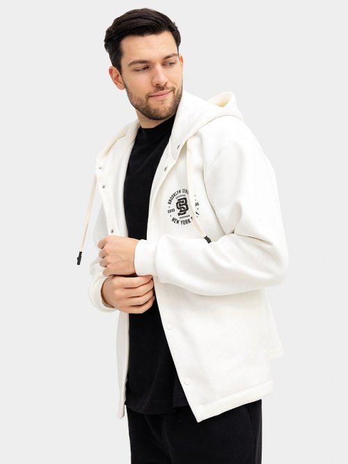 Жакет мужской в светло-молочном цвете с печатью, фото 4 из 5