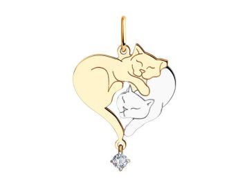 Подвеска декоративная Diamant, красное золото 585 проба, вставка фианит