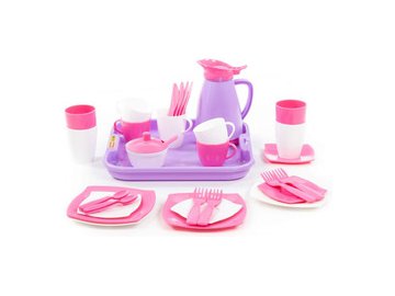 Набор детской посуды Полесье "Алиса" с подносом на 4 персоны (Pretty Pink) 40657
