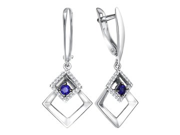 Серьги длинные BIRYUZA, серебро 925 проба, вставка цирконий