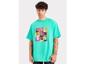 Футболка мужская в ментоловом оттенке с принтом-портретом Марк Формель