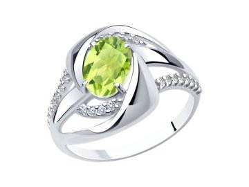 Кольцо декоративное Diamant, серебро 925 проба, вставка фианит/хризолит
