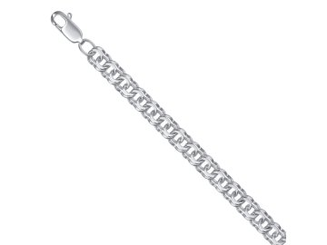 Цепь с плетением "Бисмарк" 7 Карат, белое серебро 925 проба 7 Карат