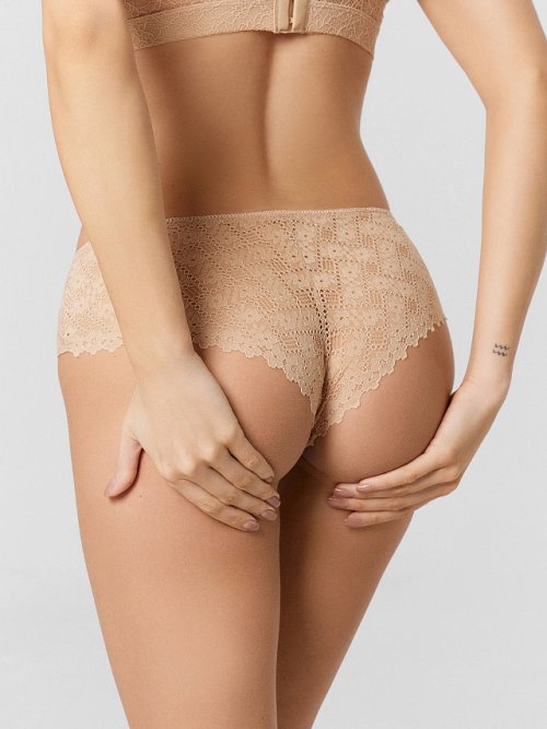 Трусы шорты женские бежевые кружевные, фото 6 из 26
