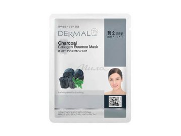 Маска тканевая для лица DERMAL с древесным углем и коллагеном, 23 г