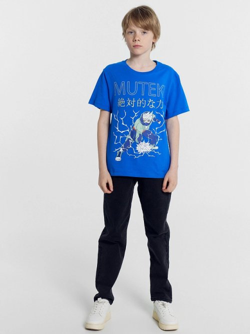 Футболка для мальчиков синяя с печатью, фото 4 из 8