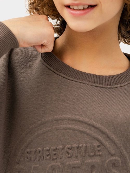 Джемпер для мальчиков коричневый с печатью, фото 5 из 8