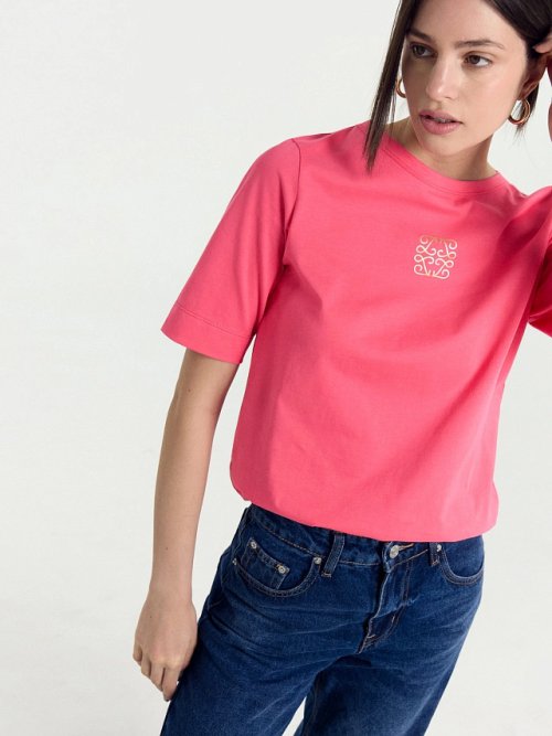 Футболка женская розовая с печатью, фото 6 из 8