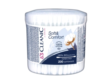 Палочки косметические Cleanic Soft&Comfort 200 шт. круглая коробка
