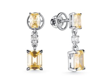 Серьги пусеты, серебро 925 проба, вставка фианит