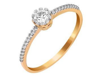 Кольцо помолвочное 7 Карат, красное золото 585 проба, вставка фианит