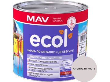 Эмаль ECOL по металлу и древесине (ПФ-115) слоновая кость глянцевая  2,4л (2 кг)
