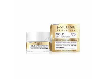 Крем-сыворотка для лица EVELINE Gold lift expert с 24к золотом 50+, 50 мл