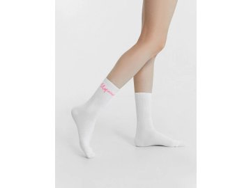 Носки женские белые с рисунком в виде надписи "Царица"