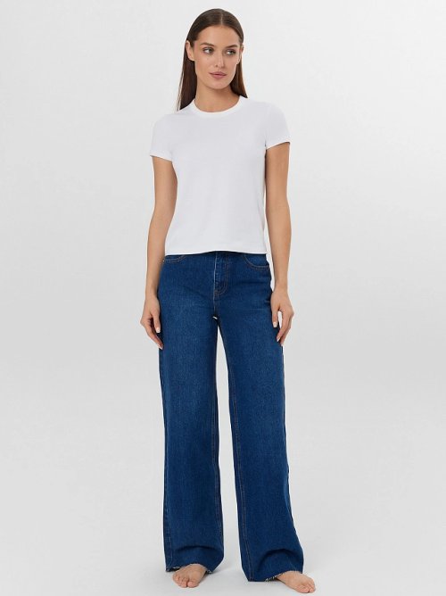 Джинсы женские wide leg темно-синие со средней посадкой, фото 4 из 14