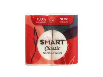 Бумага туалетная SMART Classic белая, 2 слоя, 4 шт