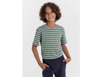 Футболка для мальчиков в серо-зеленую полоску Марк Формель