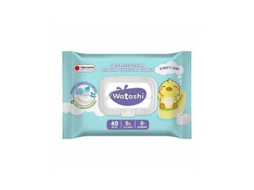 Бумага влажная туалетная WATASHI для детей 0+, 40 шт