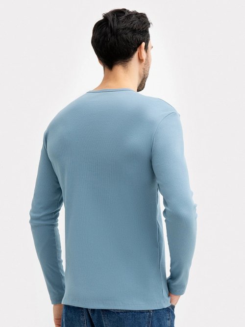Лонгслив мужской в серо-голубом цвете, фото 3 из 5