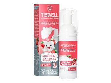 Детская пенка-ополаскиватель для полости рта Tiswell Реминерализующая Клубника со сливками с 5 лет, 50 мл