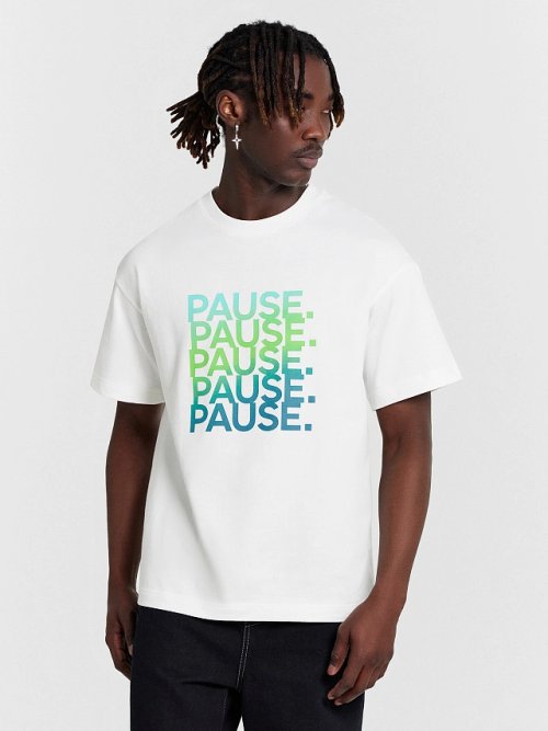 Футболка мужская белая с принтом "Pause", фото 1 из 10