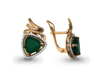 Серьги с английским замком Aquamarine, красное золото 585 проба, вставка агат