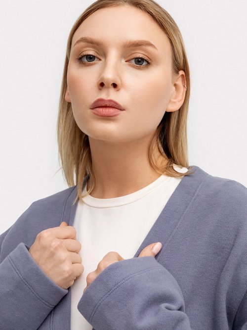 Кардиган женский укороченный в синем цвете, фото 6 из 8