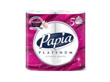 Бумага туалетная PAPIA Pure&Soft белая пятислойная, 4 шт