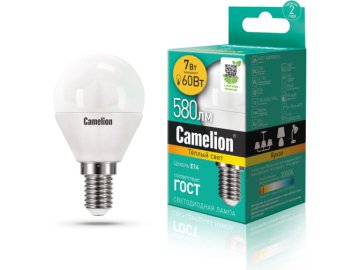 Лампа светодиодная G45 7Вт E14 3000K LED-M 15061 Camelion