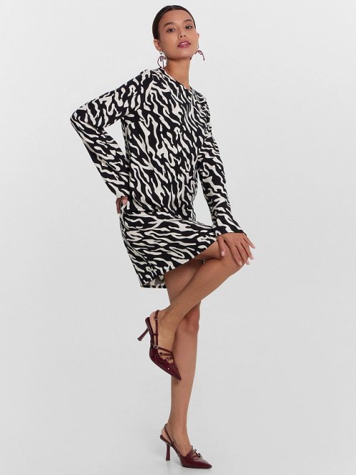 Платье женское черное с принтом "зебра", фото 2 из 6