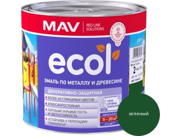 Эмаль ECOL по металлу и древесине (ПФ-115) зеленая глянцевая  2,4л (2 кг)