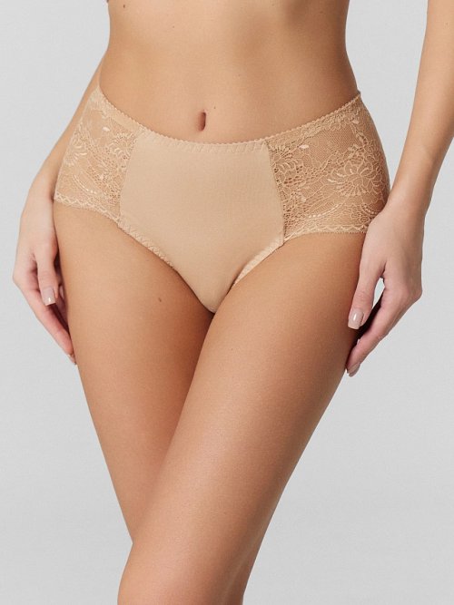 Трусы макси женские бежевые с кружевом, фото 2 из 24