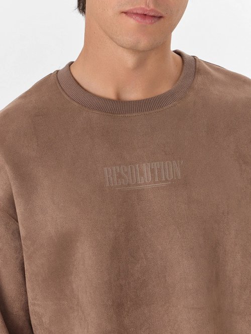 Свитшот мужской бежевый с эффектом замши, фото 4 из 6