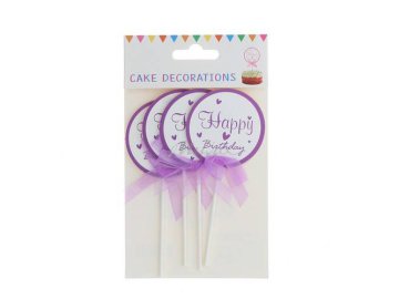 Топперы для торта Happy Birthday 4 шт, арт. SLW24-60-1