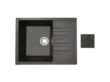 Мойка из каменной крошки VEGA блэк 64х50см. в компл. с сифоном