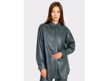 Жакет женский из экокожи в темно-зеленом оттенке Марк Формель