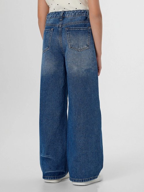 Джинсы для девочек синие wide leg, фото 3 из 18