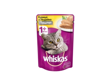 Паштет WHISKAS с курицей и индейкой «курица и индейка» 75г в Щучине Три цены