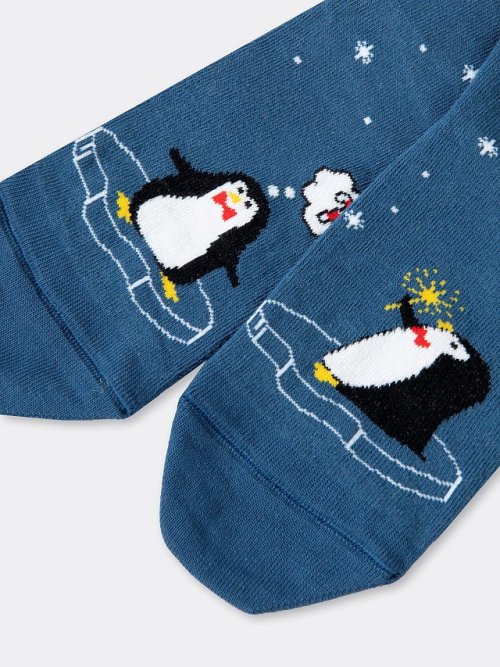 Носки женские синие с рисунком в виде пингвинов, фото 2 из 2