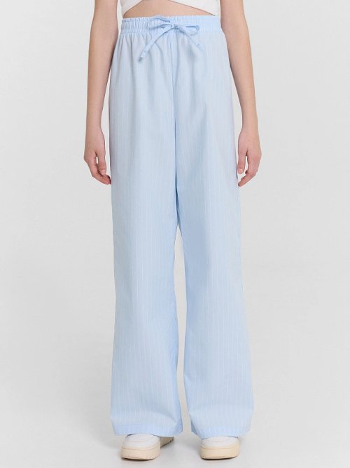 Брюки для девочек голубые в полоску, фото 2 из 4