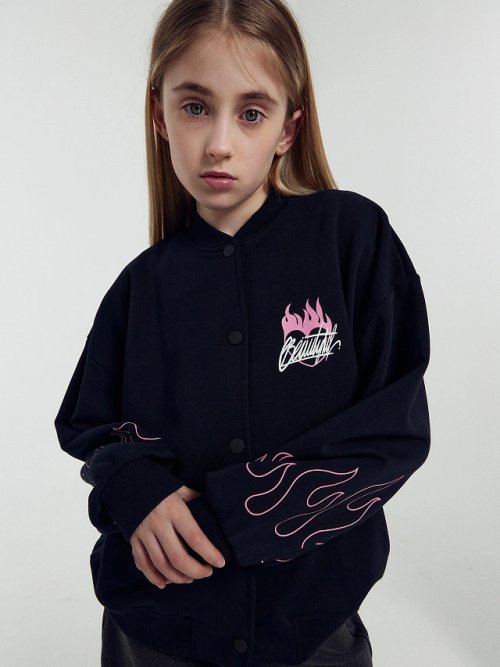 Толстовка для девочек черная с печатью, фото 1 из 20