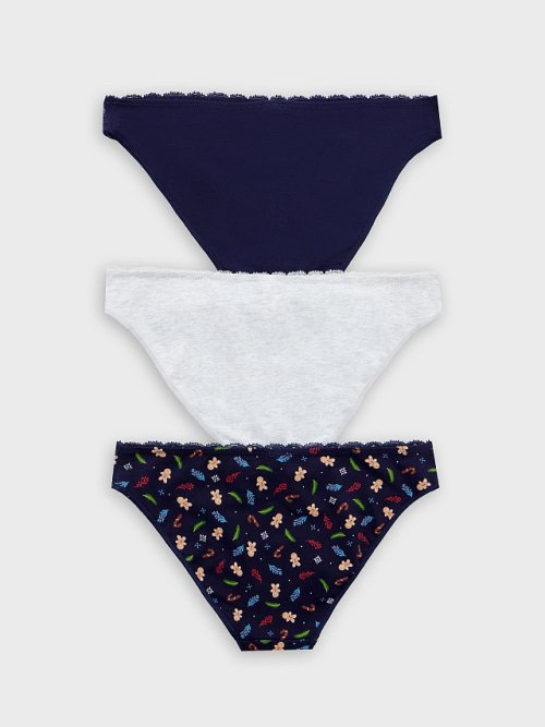 Трусы бикини женские с новогодним дизайном в наборе, 3 шт, фото 9 из 30