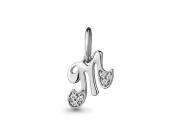 Подвеска буква Aquamarine, серебро 925 проба, вставка фианит 7 Карат