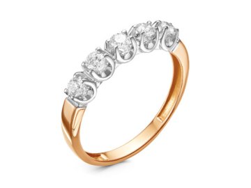 Кольцо дорожка RoseGrace, красное золото 585 проба, вставка бриллиант