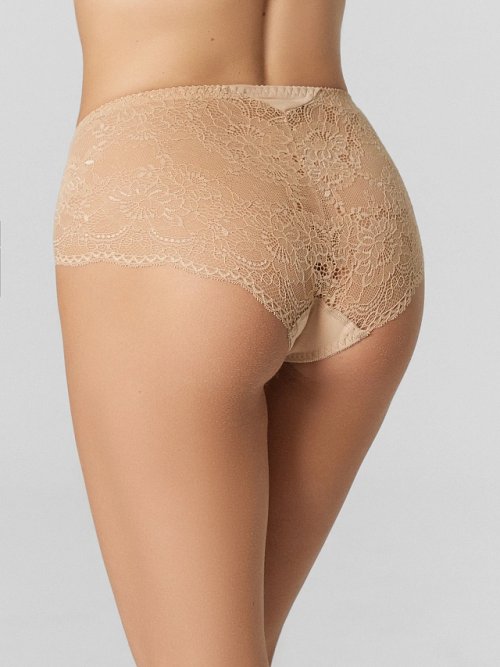 Трусы макси женские бежевые с кружевом, фото 4 из 24