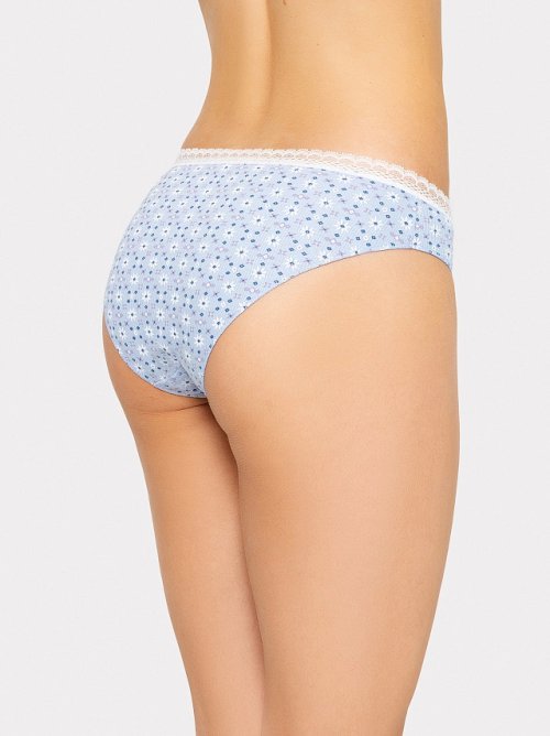 Трусы женские классические в голубом цвете с орнаментом, фото 2 из 9