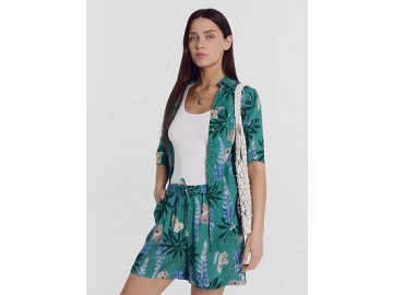 Шорты женские зеленые с принтом "цветы" Марк Формель