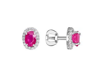 Серьги пусеты Corde, серебро 925 проба, вставка корунд