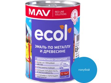 Эмаль ECOL по металлу и древесине (ПФ-115) голубая глянцевая  1,0л (0,9 кг)